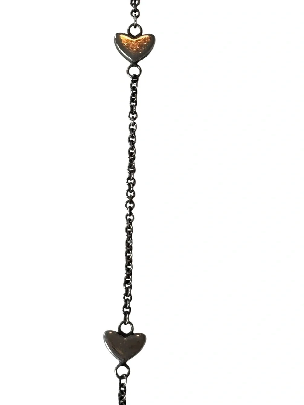 925 Marked Open Heart Station Lariat Necklace Silver Tone Chain Necklace - Picture 5 of 5
